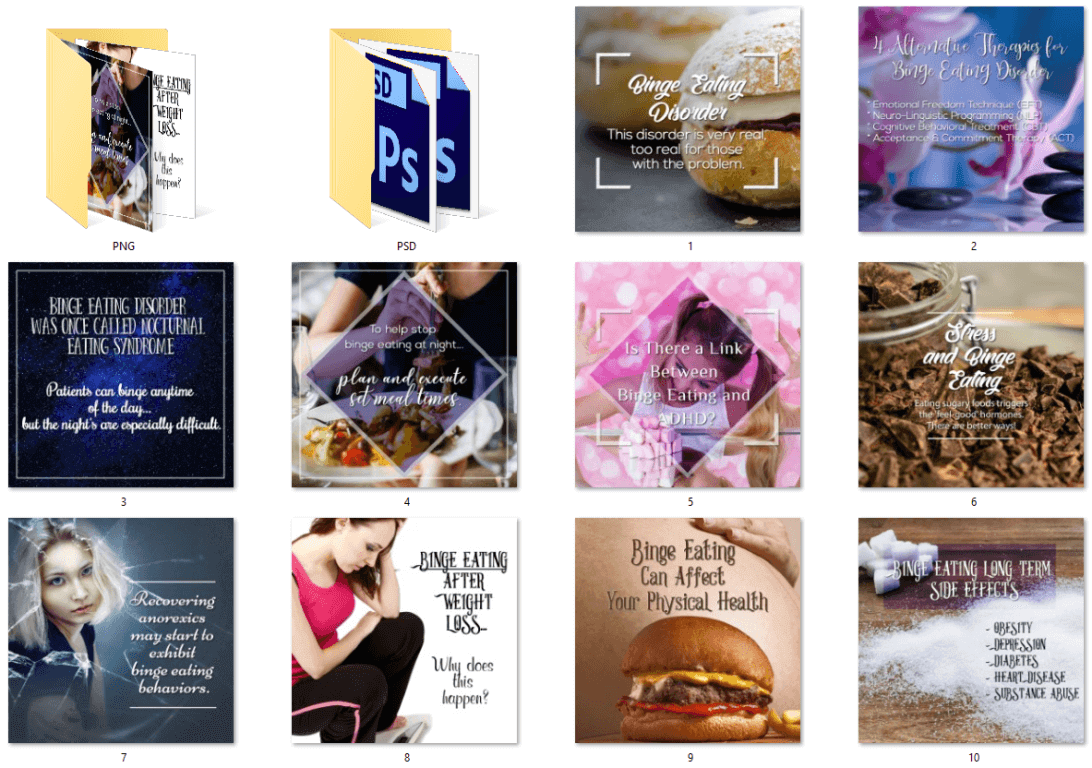 Binge Eating PLR Social Posters