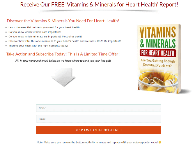 Vitamins and Minerals for Heart Health PLR Optin