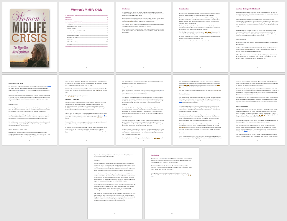 Women's Midlife Crisis PLR Report Contents