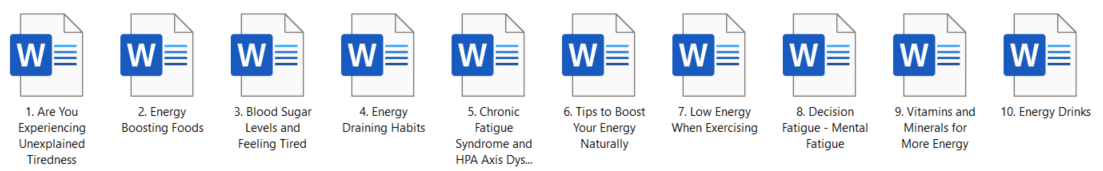 Energy and Fatigue PLR Articles