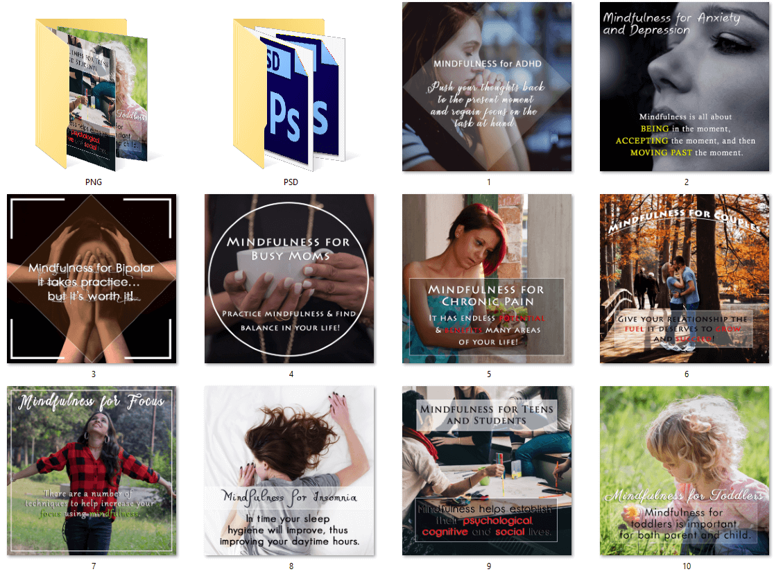 Mindfulness PLR Social Posters