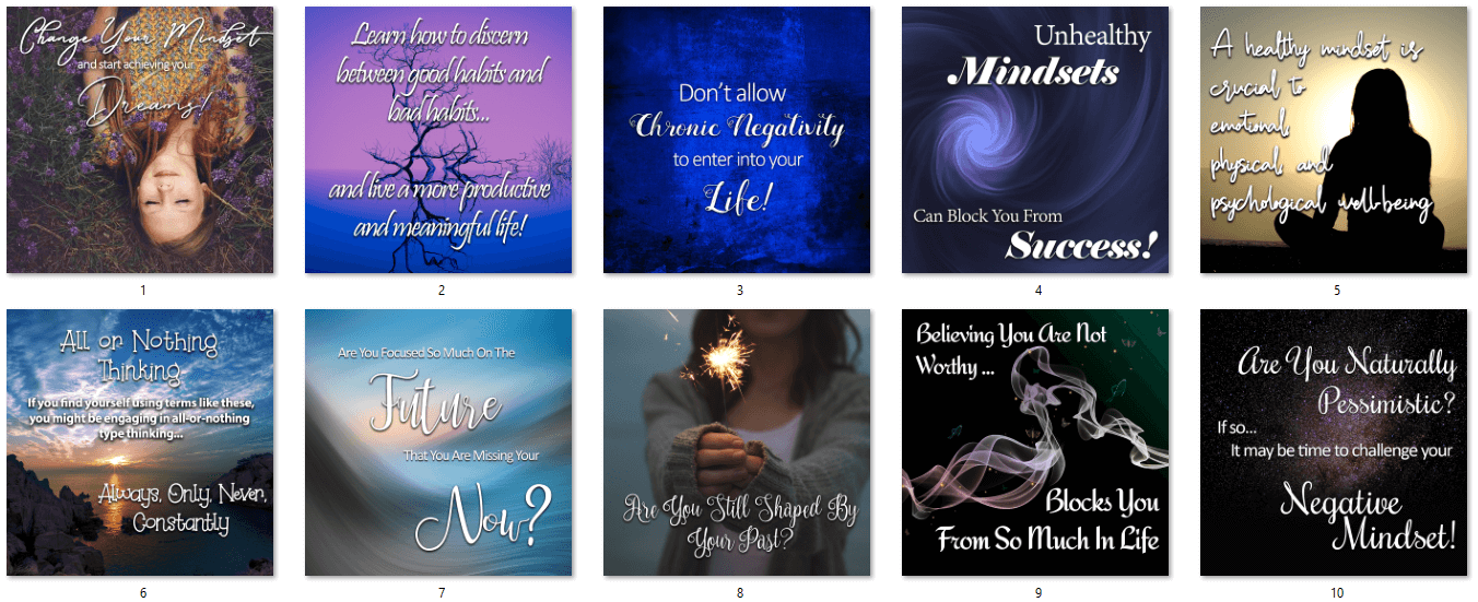 Conquering Unhealthy Mindsets PLR Social Posters 1