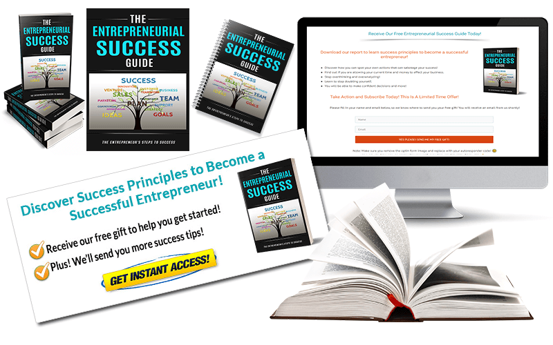 Entrepreneurial Success PLR Squeeze Page and CTA Graphic