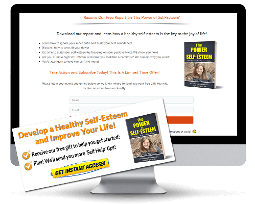 Self Esteem PLR squeeze page and CTA Graphic