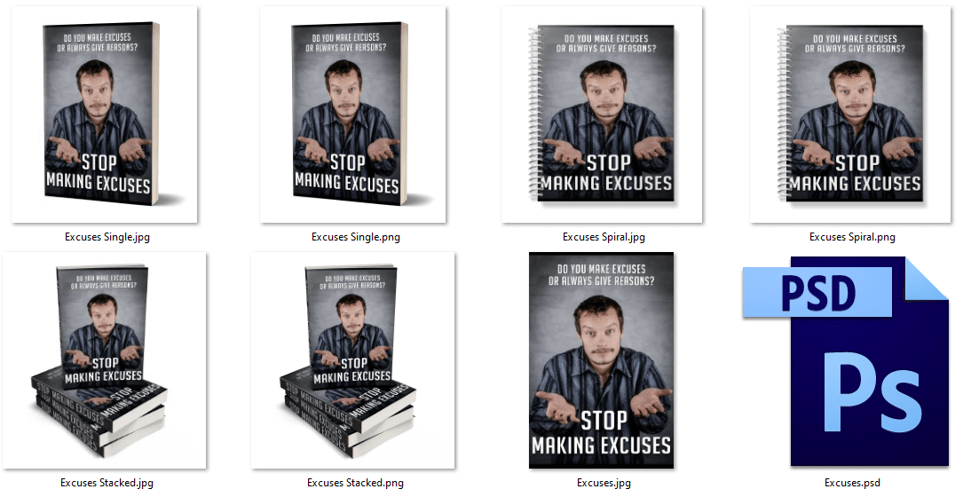 Stop Making Excuses PLR eCover Graphics