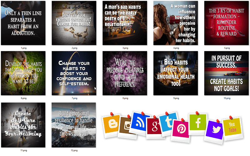 Habits PLR Social Posters and Social Snippets