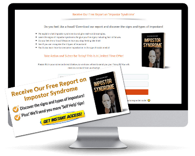 Impostor Syndrome PLR Squeeze Page and CTA Graphic