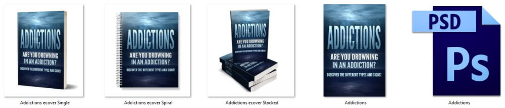 Types & Signs of Addictions PLR Report eCover Graphics