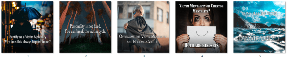 Victim Mentality PLR Social Posters