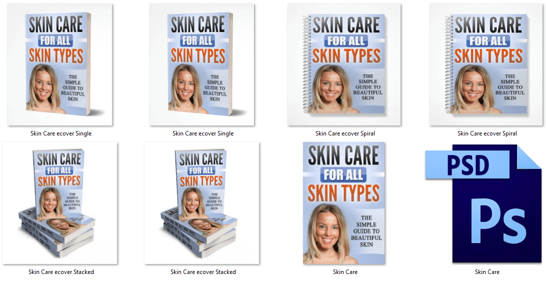 Skin-Care For All Skin Types-PLR-Report-eCover-Graphics