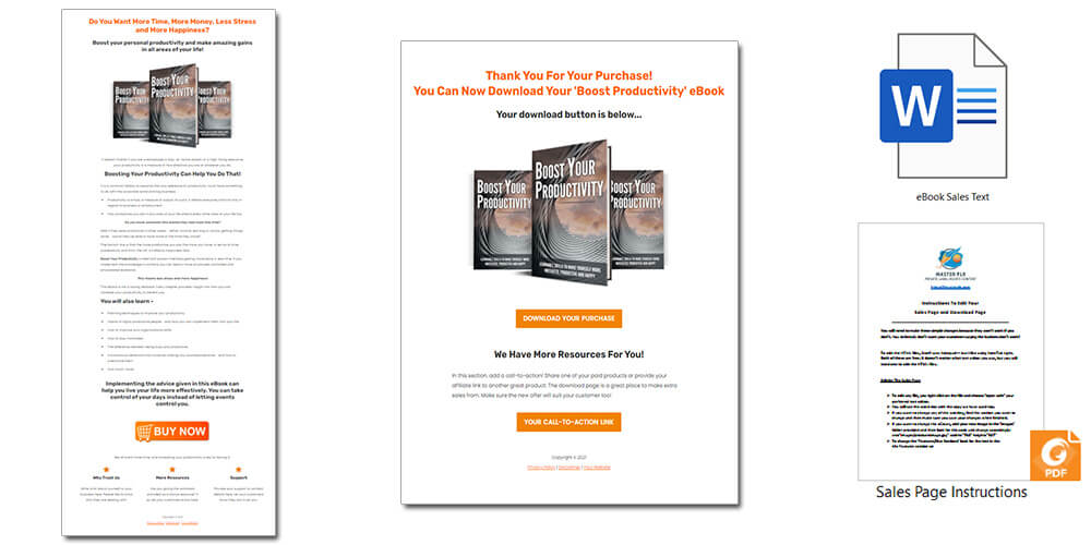 Boost Your Productivity PLR Sales Page and Download Pages