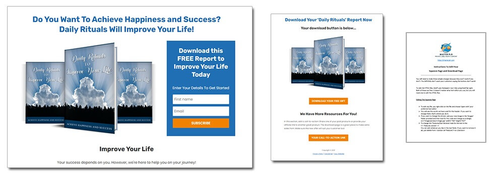 Daily Rituals PLR HTML Squeeze Page and Download Page