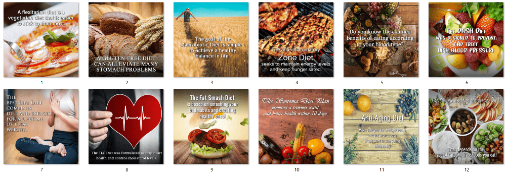 12 x Different Diets For Health PLR Social Posters