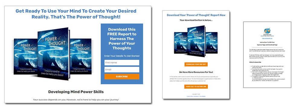 The Power of Thought PLR Squeeze Page