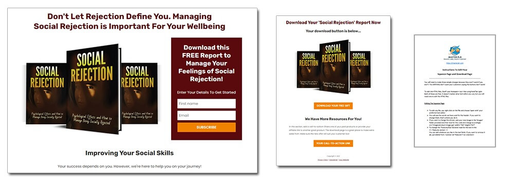 Social Rejection PLR Squeeze Page and Download Pages