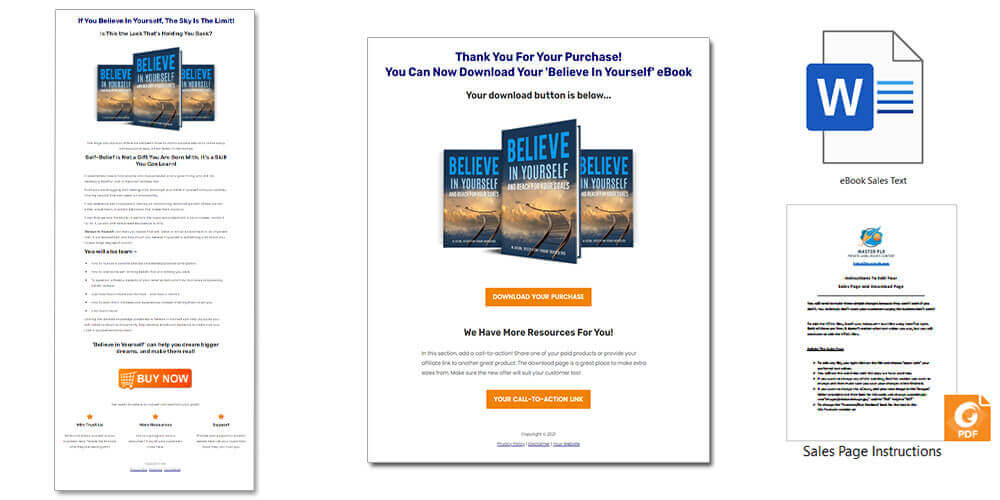 Believe In Yourself PLR Sales Page and Download Page