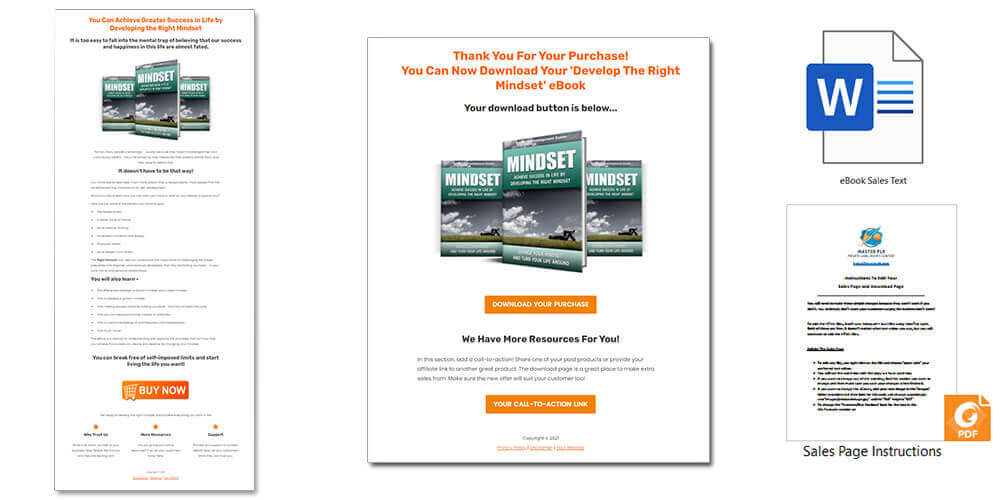 Develop The Right Mindset PLR sales Page and Download Page