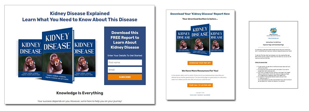 Kidney Disease PLR Report Squeeze Page and Download Page
