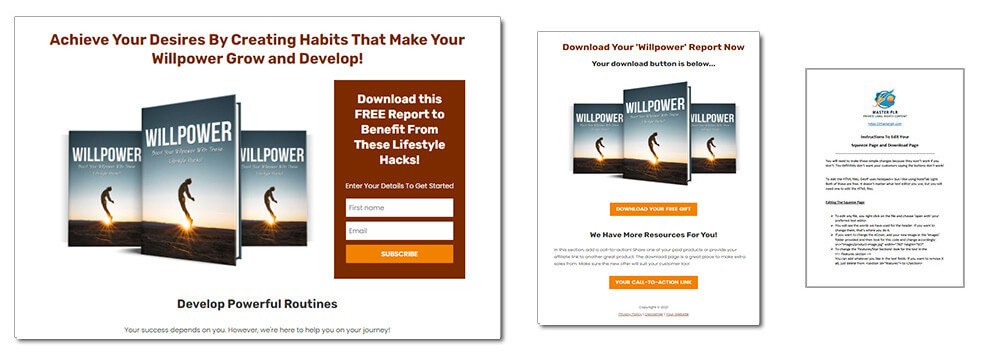 Willpower PLR Report Squeeze Page and Download Page