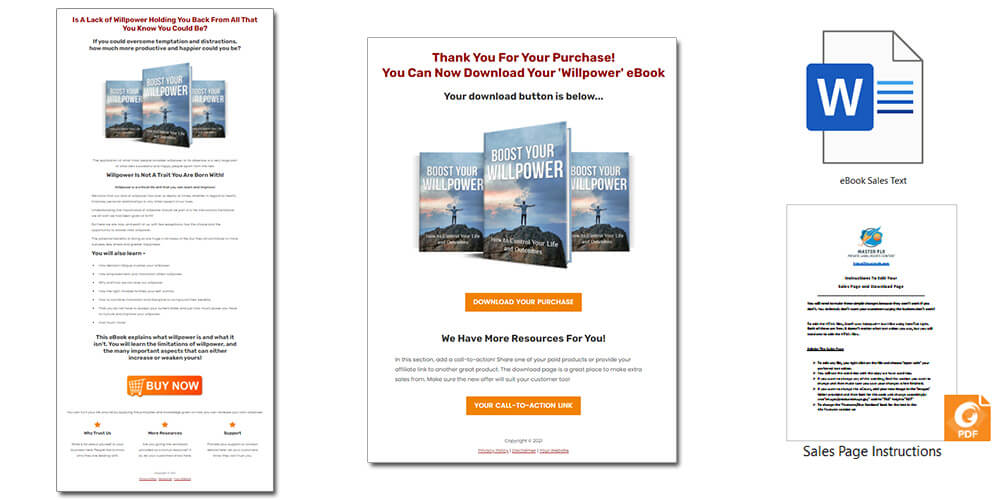 Boost Your Willpower PLR Sales Page and Download Page