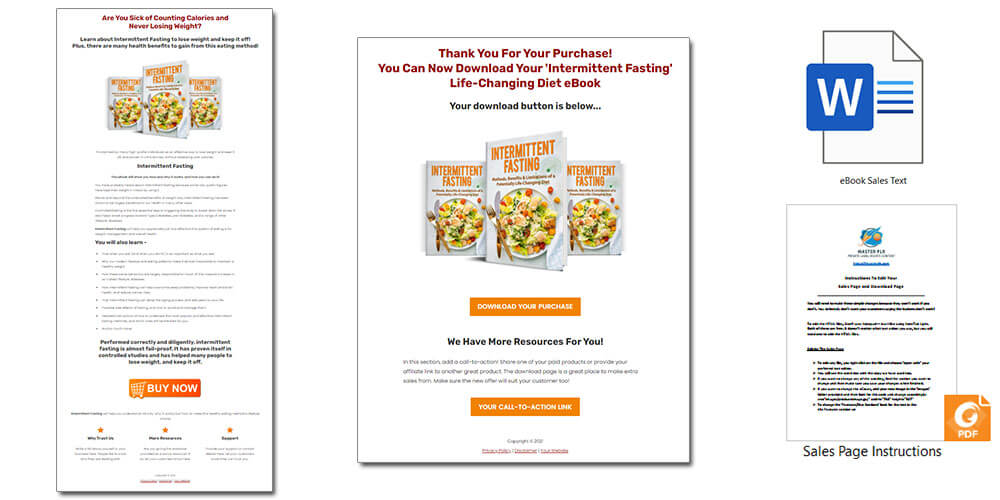 Intermittent Fasting PLR eBook Sales Page and Download Page