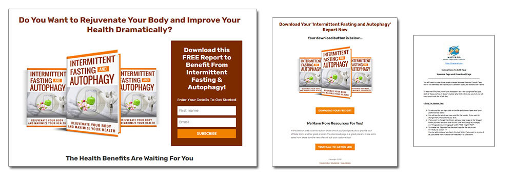 Intermittent Fasting and Autophagy PLR Report Squeeze Page and Download Page