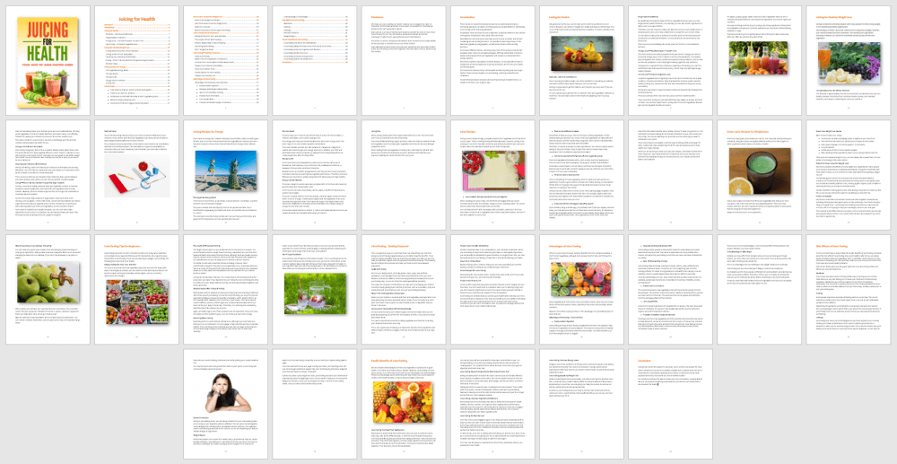 Juicing PLR eBook Contents