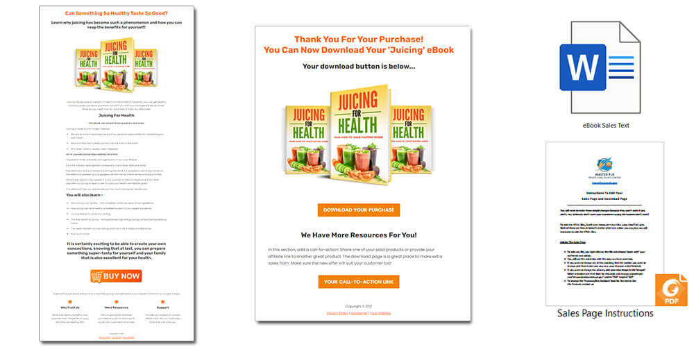 Juicing PLR eBook Sales Page and Download Page