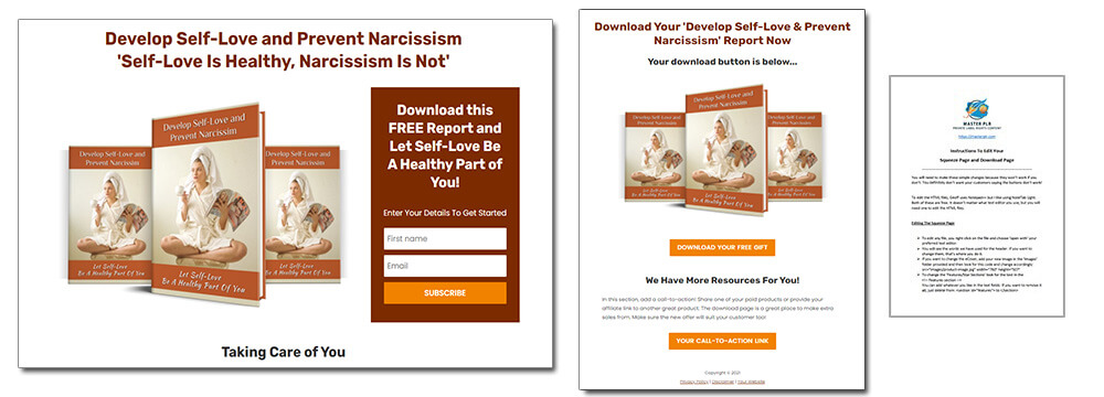 Develop Self Love and Prevent Narcissism PLR Squeeze Page
