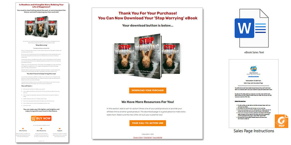 Stop Worrying PLR eBook Sales Page and Download Page