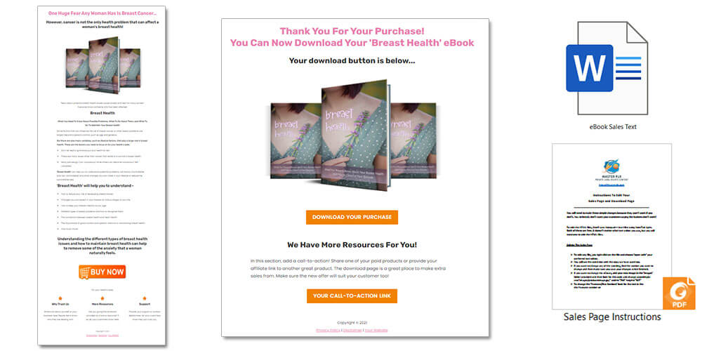 Breast Health PLR eBook Sales Page and Download Page