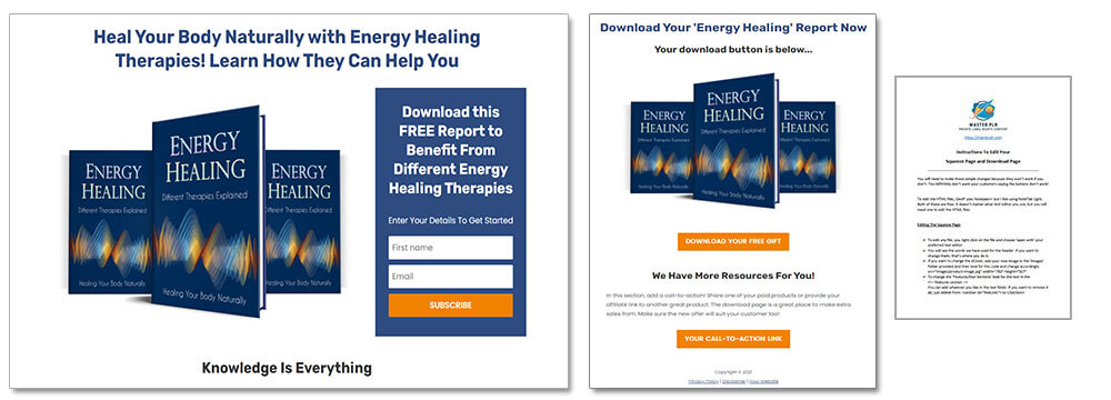 Energy Healing Therapies PLR Report Squeeze Page and Download Page