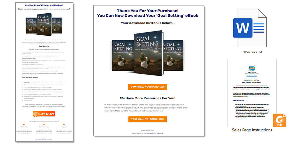 Goal Setting PLR Sales Page and Download Page