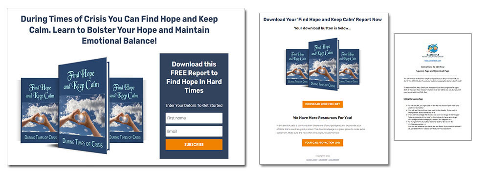 Find Hope and Keep Calm During Times of Crisis Report PLR Squeeze Page