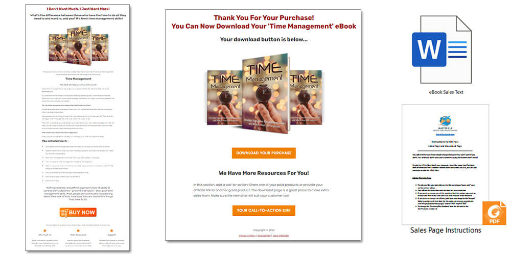 Time Management PLR Sales Page and Download Page