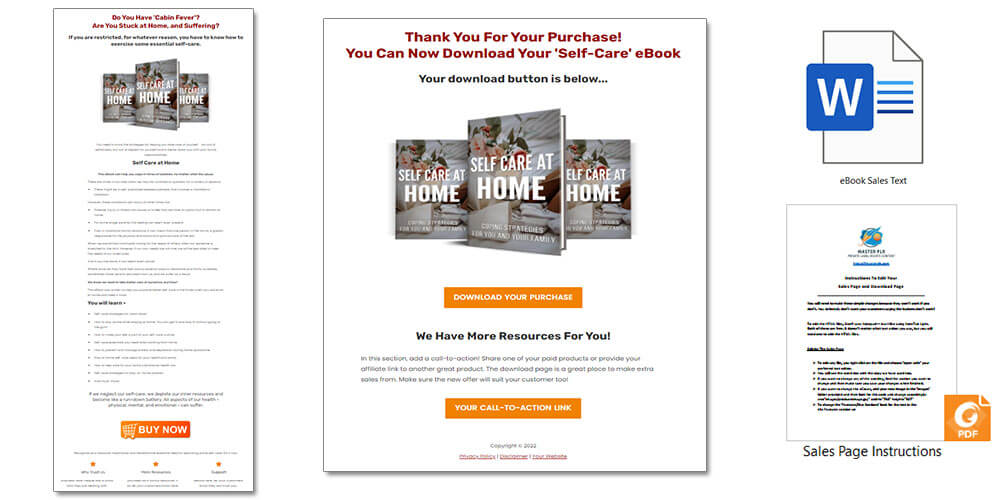 Home Self Care PLR Sales Page and Download Page