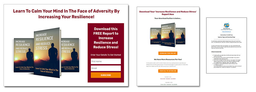 Increase Resilience & Reduce Stress PLR Squeeze Page