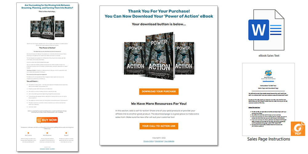 Power of Action PLR Sales Page and Download Page