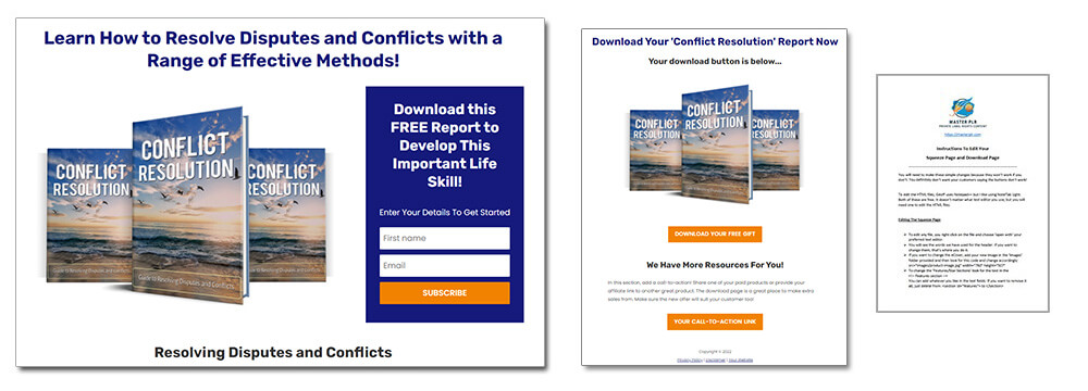 Conflict Resolution PLR Squeeze Page and Download Page
