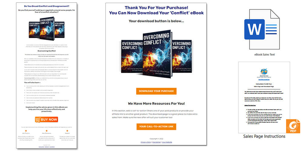 Overcoming Conflict PLR eBook Sales Page and Download Page