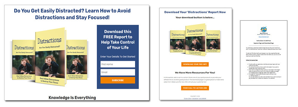 Distractions PLR Report Squeeze Page