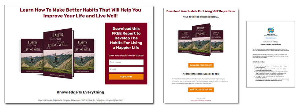 Habits For Living Well PLR Report Squeeze Page