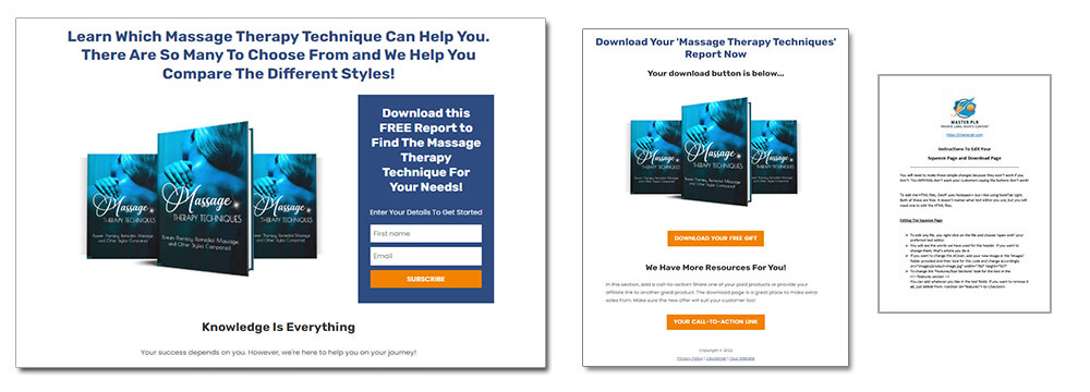 Massage Therapy Techniques PLR Squeeze Page