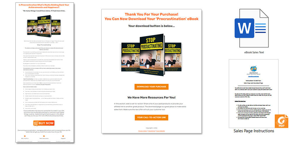 Procrastination PLR Sales Page and Download Page