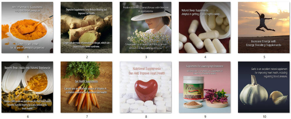 Supplements For Health PLR Social Posters