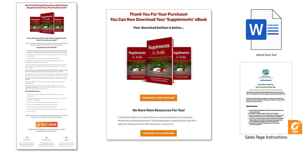 Supplements For Health PLR eBook Sales Page