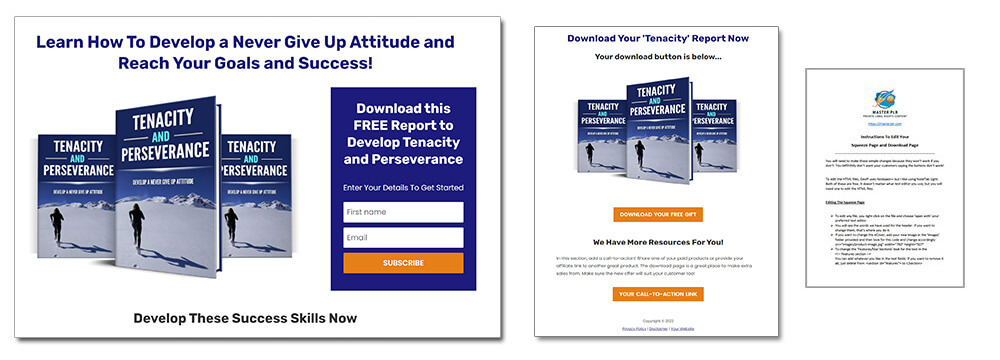Tenacity and Perseverance PLR Squeeze Page Graphic