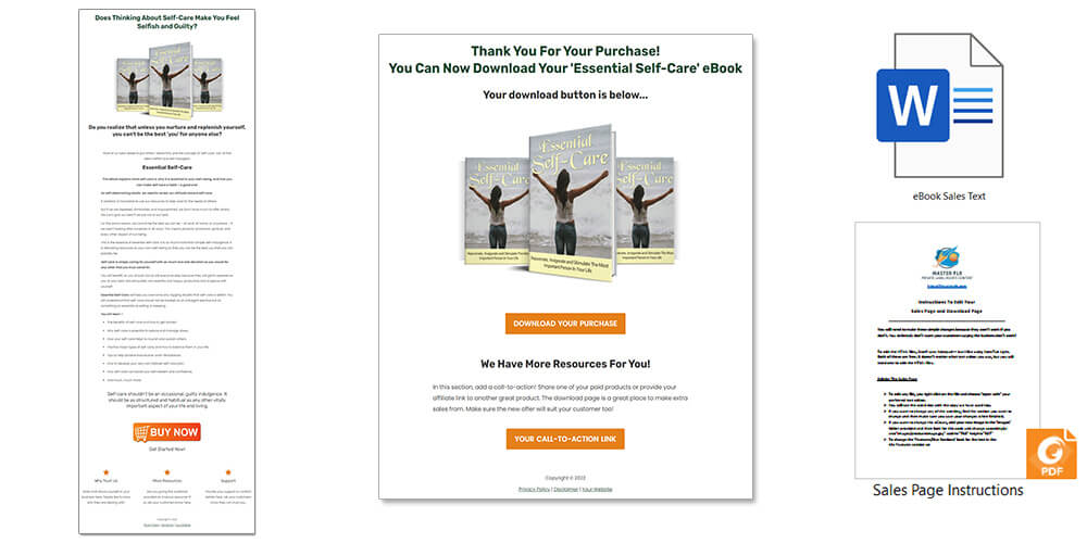 Self-Care PLR eBook Sales Page and Download Page