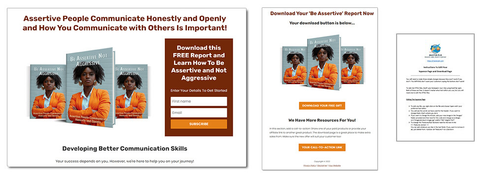 Be Assertive Not Aggressive PLR Report Squeeze Page Graphics
