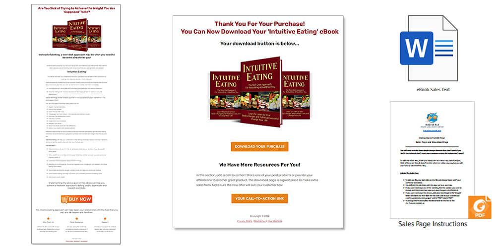 Intuitive Eating PLR eBook Sales Page and Download Page